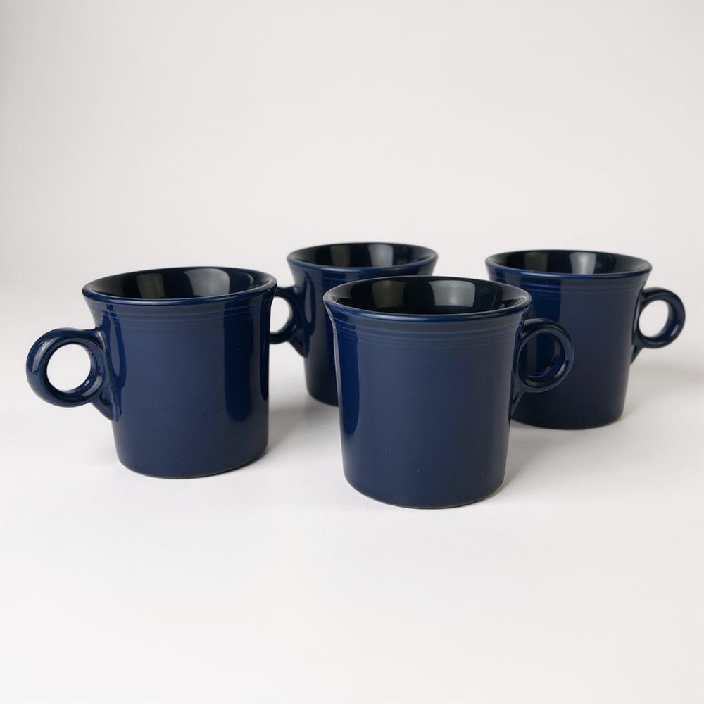Set of Four Fiestaware Cobalt Blue Ring Mugs